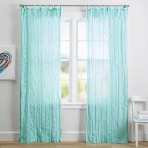 PBTeen Twisted Sheer Curtains Set of 6 40”x96” panels in Pale Seafoam